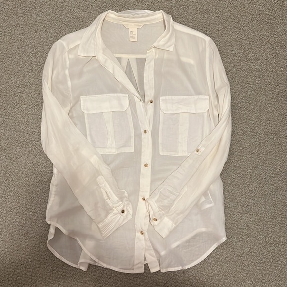 H&M sheer blouse in white - Picture 1 of 5